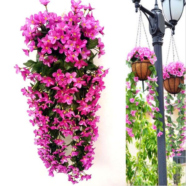 

simulation violet orchid flower vine fashion silk cloth artificial flowers european 1 bunch decorative & wreaths