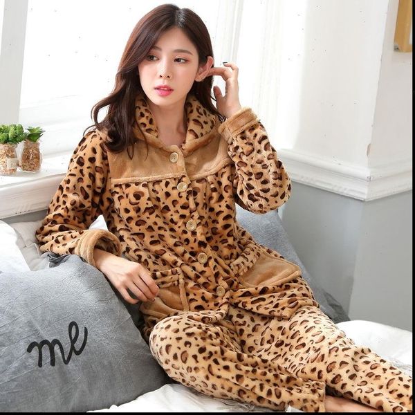 

autumn winter pajamas sets flannel women sleepwear warm pyjamas thick homewear pajama animal female, Black;red