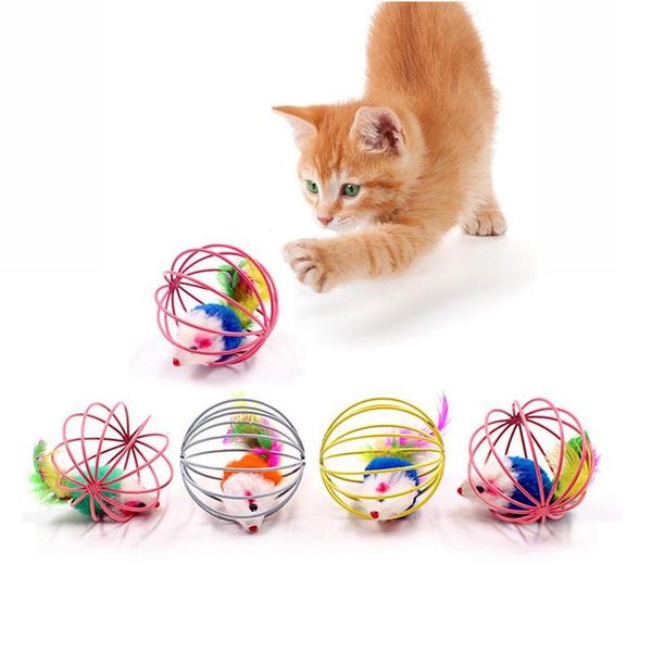 

cat toys toy cage rat iron ball plush mouse funny random color little fun