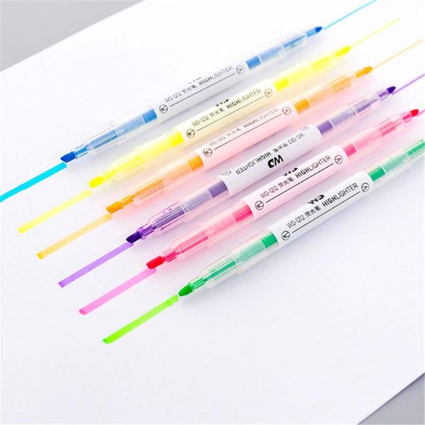 

highlighters double pen header highlighter portable marker round/oblique head design for kids sign study notes as family plan mark, Black;red