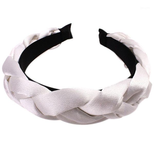 

womens vintage bohemian solid color wide headband imitation silk glitter hair hoop handmade chunky braided knot thicken headwear1