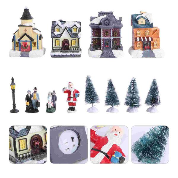 

christmas decorations 1 set house wooden mini little table(colorful)
