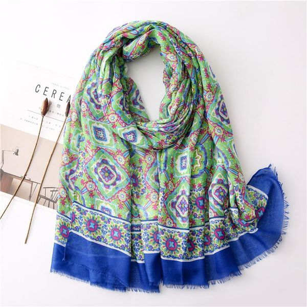 

scarves women's geometric pattern scarf lady's color prism sunscreen shawl green creative, Blue;gray