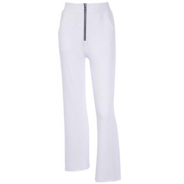 

winter fashion women's sports pants, ladies loose white pure white, zipper fashionable casual pants & capris, Black;white