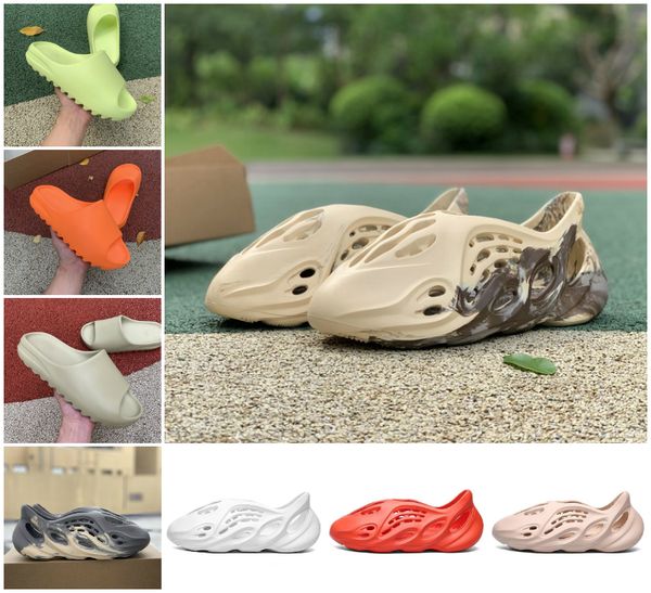 

fashion slide slippers summer dark desert sand men women shoes bone resin earth brown white foam runner triple black ararat total orange mxt
