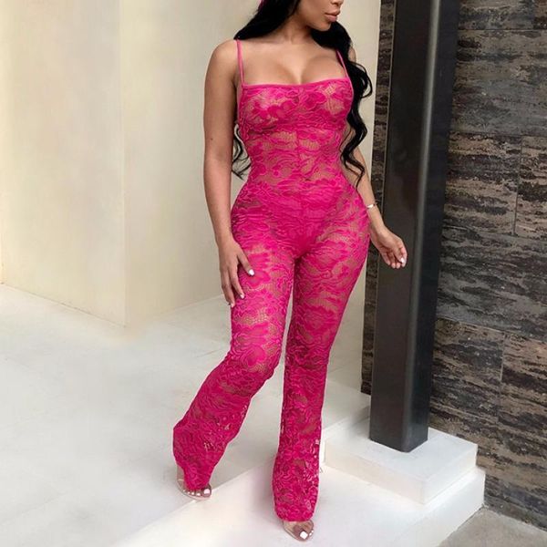 

clubwear lace jumpsuit fashion 2021 rompers womens jumpsuits playsuit hollow out party chiffon outweaer clothes streetwear women's &, Black;white