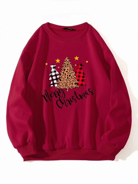 

christmas print drop shoulder sweatshirt u2ym#, White;black