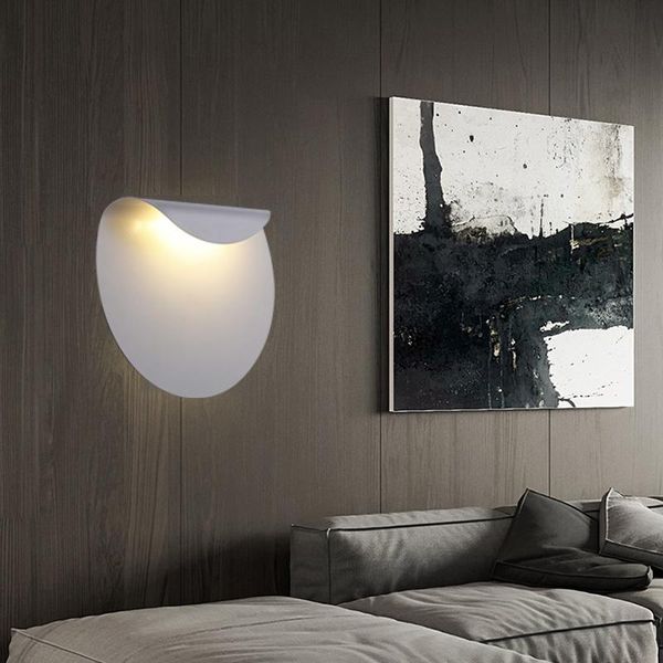 

modern mounted led wall lamp painted metal round iron light contemporary silver sconce bedside