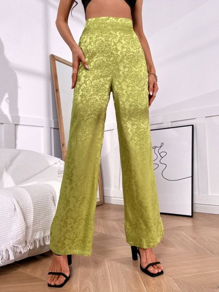 

jacquard wide leg satin pants o9fw#, Black;white
