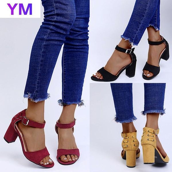 

sandals women's buckle strap open toe ladies sandalias pu summer shoes casual female 8cm plus size 43 comfort sandalia mujer, Black