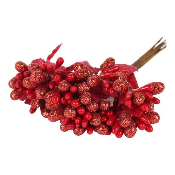 

decorative flowers & wreaths mixed red cherry stamen berries bundle diy christmas wedding cake gift box wreath decor supplies