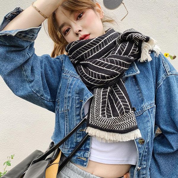 

scarves classic print thick blanket double-sided imitation cashmere scarf women winter and shawl foulard pashmina neckerchief, Blue;gray