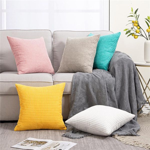 

pillow case cushion cover soft corduroy solid color decorative throw pink pillowcase for sofa seat home decoration or living room bedroom