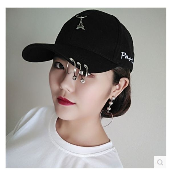 

hat girl autumn and winter fashion korean version of harajuku style letter tower ring cap street hip hop bent eaves baseball, Blue;gray
