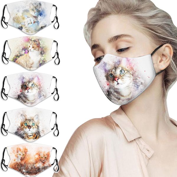 

factory outlet s breathable fashion cat print washable filter dust-proof cotton mask