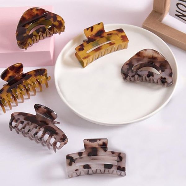 

women hollow hair clip acrylic large hairpins acetate leopard print party favor