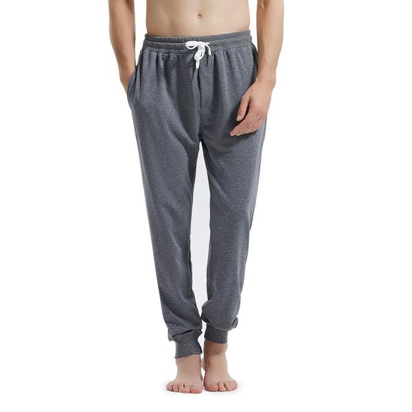 

daily streetwear men's casual sweatpants solid color elastic waist with drawstring pants home thread ankle jogging pant for men, Black