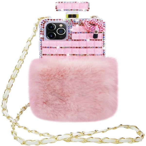 

diamond phone cases perfume bottle cover with chain lanyard case for iphone 6 7 8plus x xr xsmax 11 12 pro max s10 s20