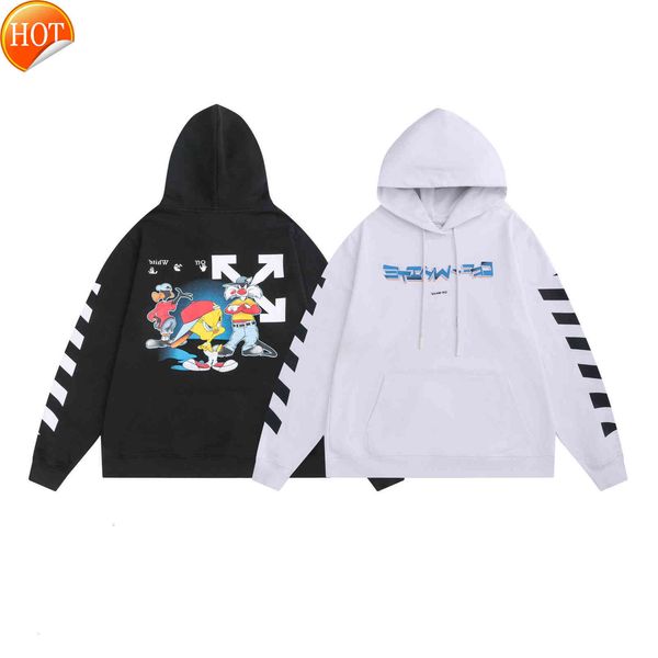 

new and autumn winter off cartoon animal pattern letter series hooded sweater for men women, Black