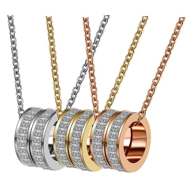 

gold silver plating double circle zirconia pendant necklace ins style women jewelry