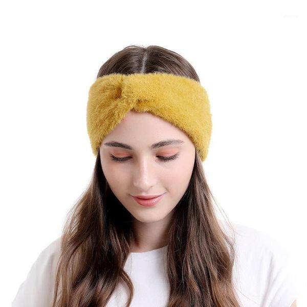 

faux warm winter ear warmer women headbands multi colorful knitted solid wide hair band accessories1