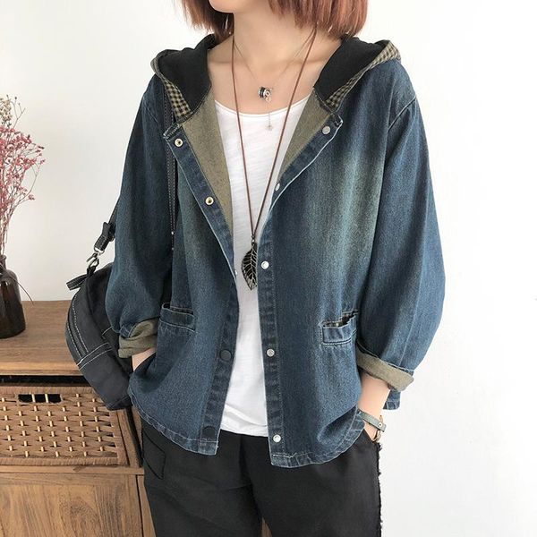 

women's jackets denim coats hooded spring autumn women clothing arrival casual korean style long sleeve single-breasted retro female, Black;brown