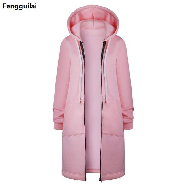

women's jackets sweatshirt women warm zipper long coat jacket outwear hoodies hoodie sudadera mujer pocket plus size, Black;brown