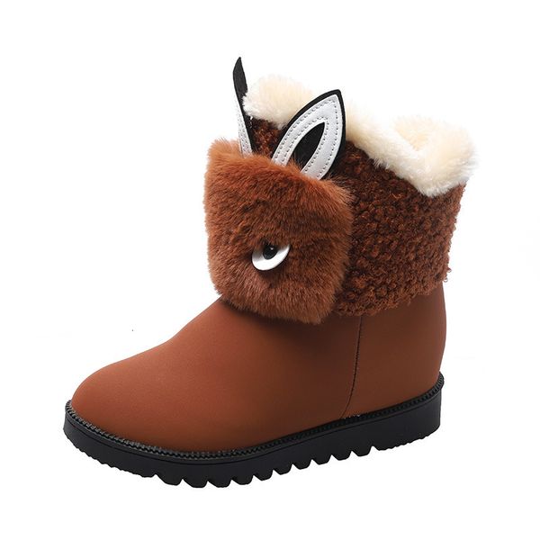 

boots lovely winter soft rabbit ears warm cotton woman shoes snow boots ankle casual outdoor mujer oxro, Black