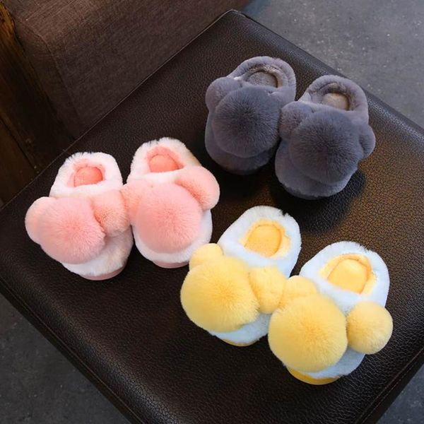 

slipper baby cotton shoes kids slippers children winter warm toddler girls boy, Black;grey