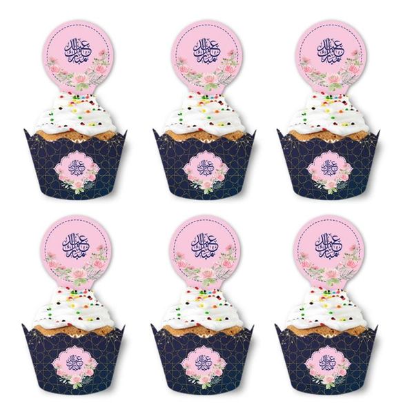 

12pcs/set eid mubarak cupcake wrappers cake cups ers border muslim ramadan other festive & party supplies
