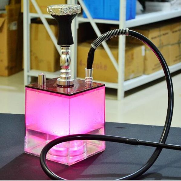 LED Nargile Recycler Oil Kuleleri Cam Bong Duman Borusu Waterbong Hortum Başlığı Dab Rig Akrilik Shisha