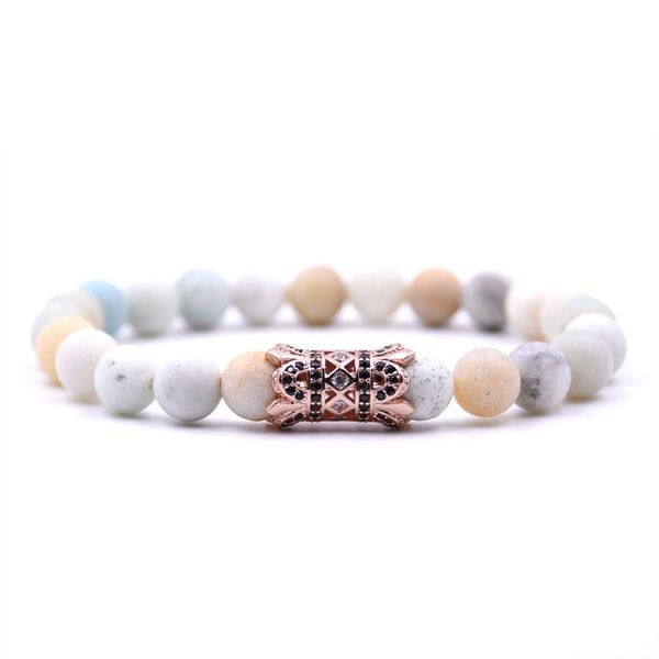 

kang hua 2021 matte colorful stone pave cz 4 color charm flower tube bracelet for men&women jewelry hombres pulseira beaded, strands, Black