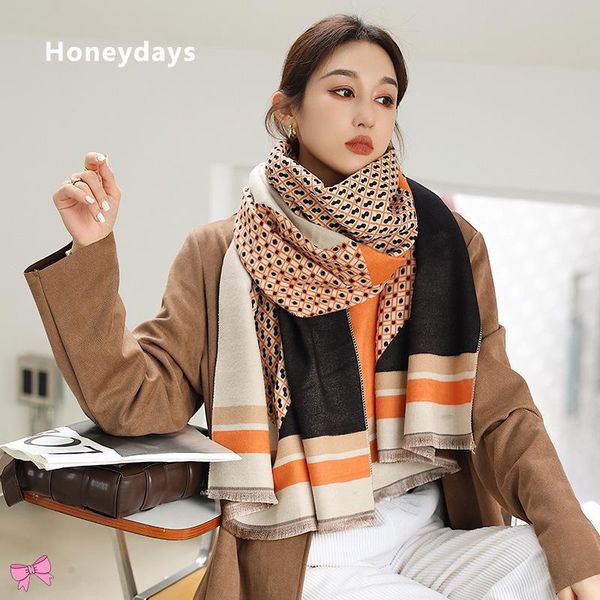 

scarves style literary ladies cashmere scarf winter warm thick blanket wild long double-sided pashmina shawl exquisite tassel, Blue;gray