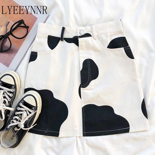

skirts lyeeynnr black white a-line mini summer 2021 student casual faldas kawaii japan style high waist women ac502