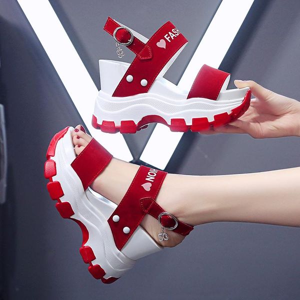 

dress shoes moipheng platform sandals women 2021 summer chunky high heels female wedges for fish toe red sandalia feminina, Black