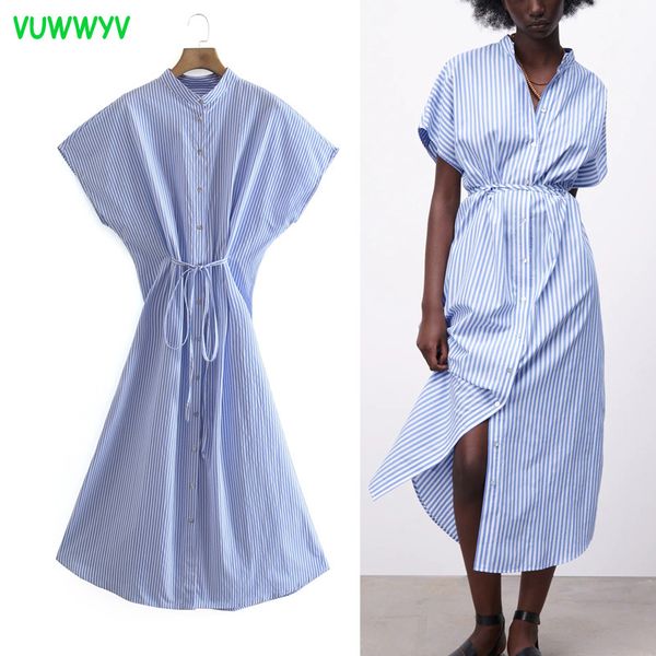 

women dresses blue striped plus size african woman summer short sleeve button up shirt midi ladies 210430, Black;gray