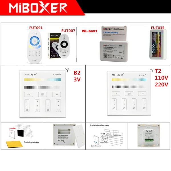 

miboxer fut035/wl-box1/b2/t2 led strip light dimmer 4-zone brightness smart panel wifi ibox smart controller