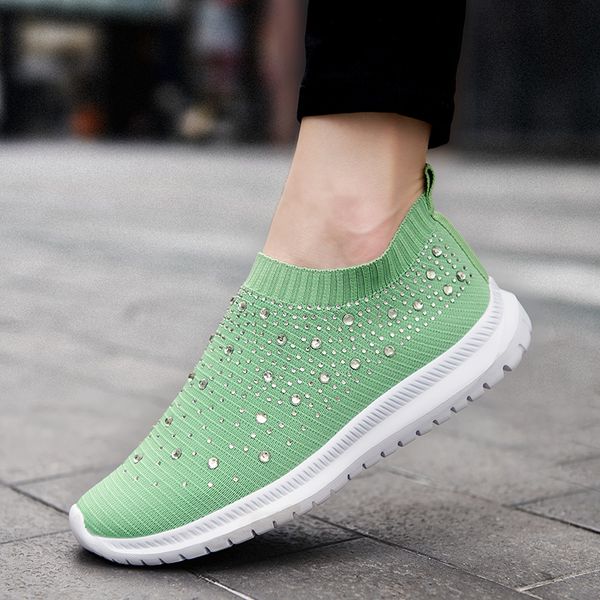 

womens shoes large size rhinestones socks color matchings thick soled old couple shoe sports sneaker woman trainers sneakers 35-43, Black