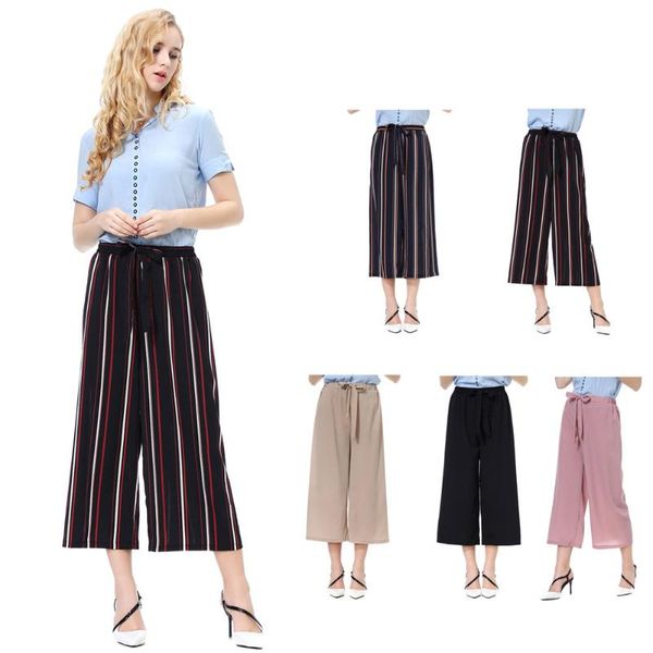 

women's pants & capris women solid color trousers cool striped loose wide leg for summer nyz shop, Black;white