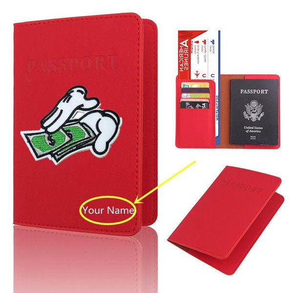 

card holders engraved matte leather passport cover customized women men travel holder wallet bank&id case, Brown;gray