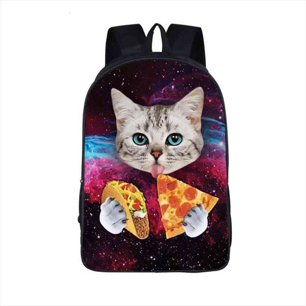 

kawaii 3d animal kitten backpack cute cat eating tacos pizza children book bag teen school bags for teenagers girls