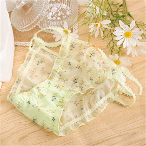 

womens printing lace panties fashion trend lovely breathable bow low waist underwear female mesh erotic lingerie comfortable briefs, Black;pink