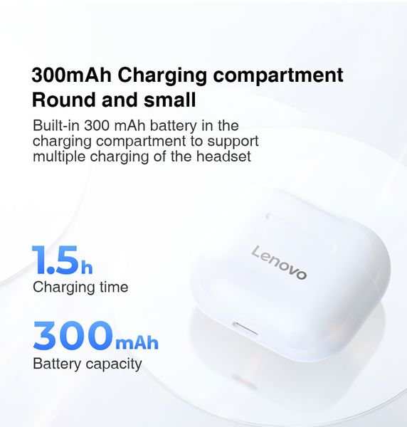 

lenovo lp40 tws wireless headphones bluetooth 5.0 stereo hd talking with mic headset touch control earphones auriculares 300mah