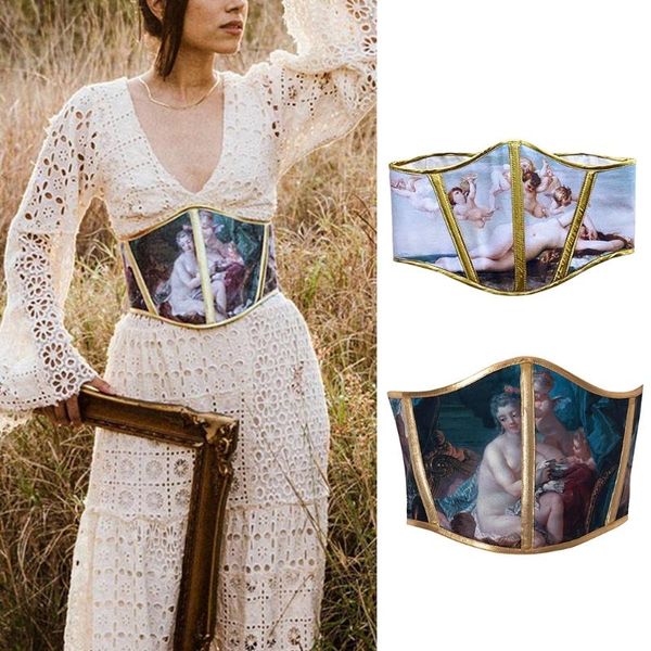 

belt bustier fishbone crown cinch underbust corset waist ornament women girls halloween role play add-on j78e belts, Black;brown