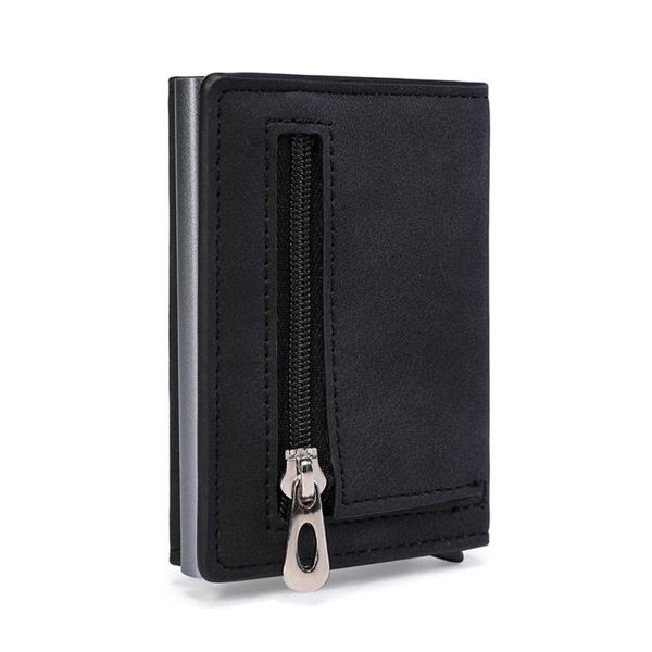 

wallets anti rfid id card holder case men leather wallet male coin purse women mini with zipper& note compartment, Red;black