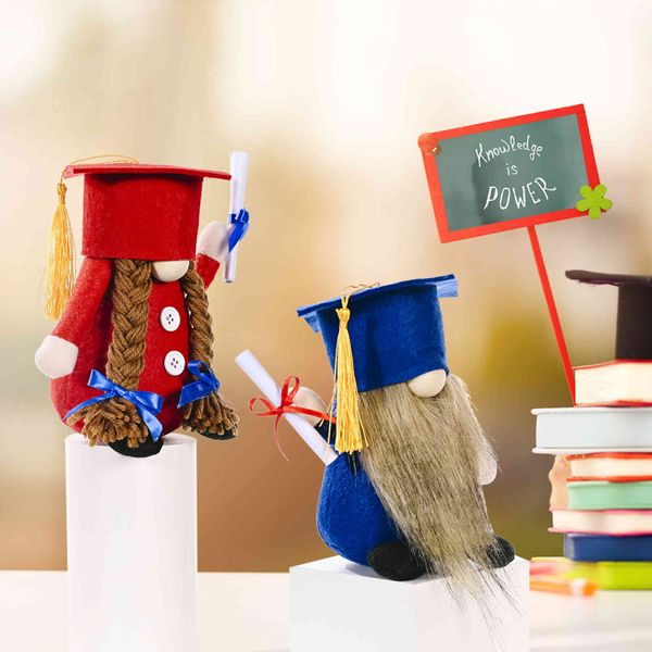 

christmas new blue red graduation bachelor hat faceless rudolph doll decorative toy