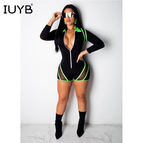 

women's jumpsuits & rompers iuyb spring 2021 reduction of age women casual mini solid full sleeve bodycon tracksuits romper cm556, Black;white