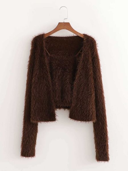 

women's sweaters xd-3309 autumn european and american dark brown suit soft touch jacket sweater aou2, White;black
