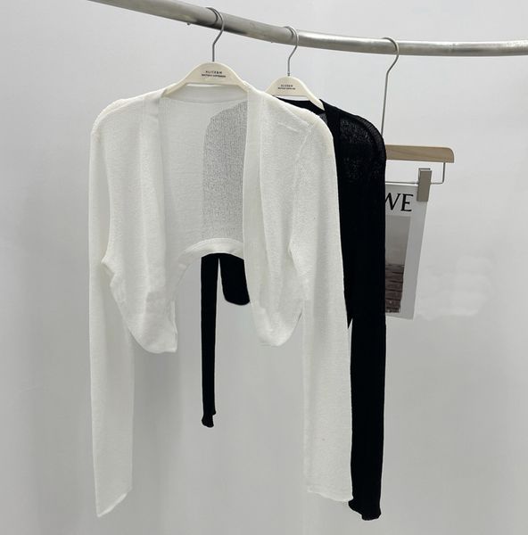

luxury women's jackets korean version long sleeve elastic knitted cardigan women's summer light air conditioner sunscreen et, Black;brown