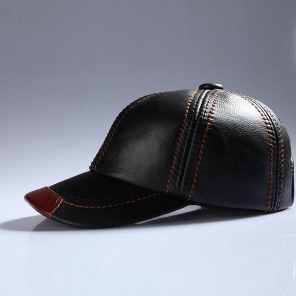 

visors elderly middle-aged male leather visor hat men spring autumn leisure genuine cowhide cap man fashion outdoor caps h6923, Blue;gray